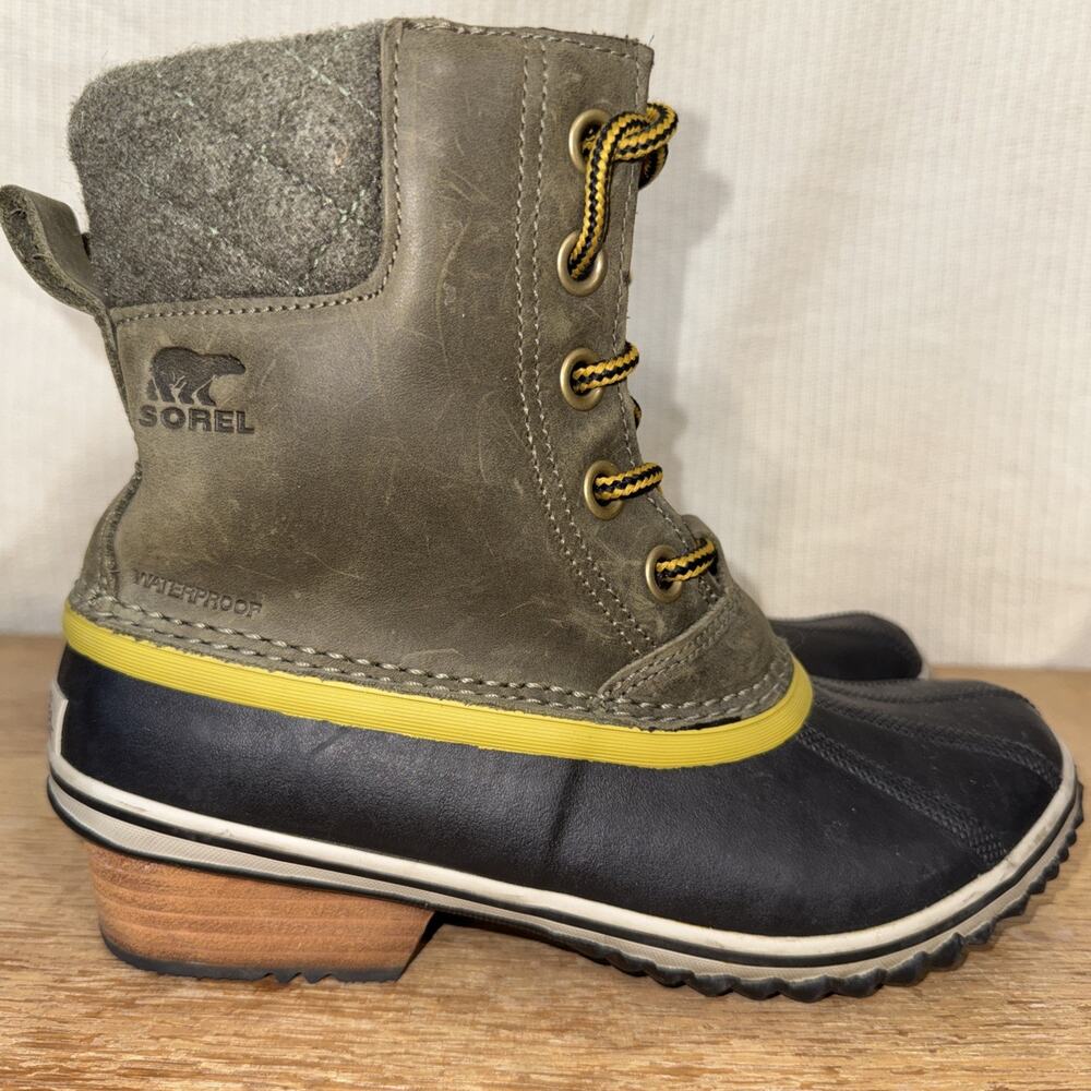 Sorel Waterproof Duck Boots Gray Black Lace Up Winter Snow Boots Size 7